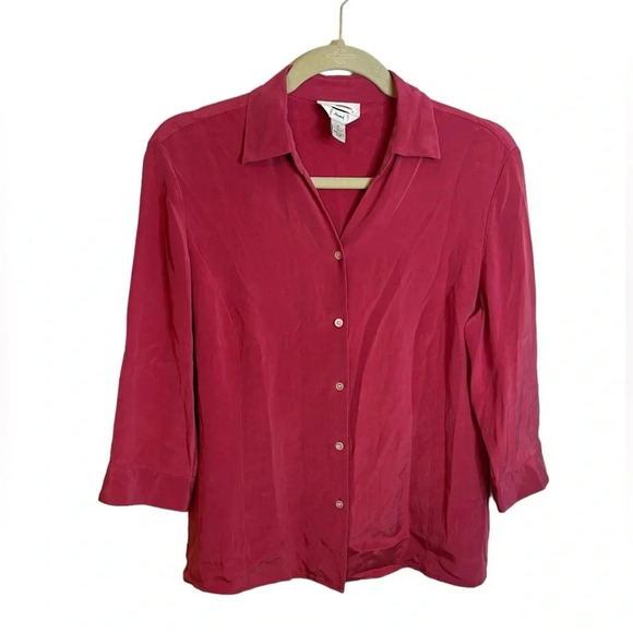 TALBOTS VINTAGE PINK SILK BLOUSE - Picture 1 of 5